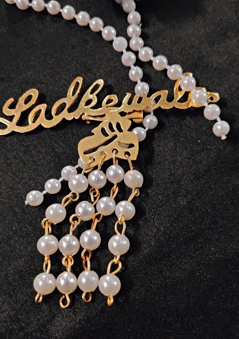 Artificial Pearls Beaded Embellished Ladkiwale Brooch