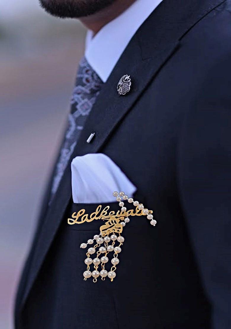 Artificial Pearls Beaded Embellished Ladkiwale Brooch
