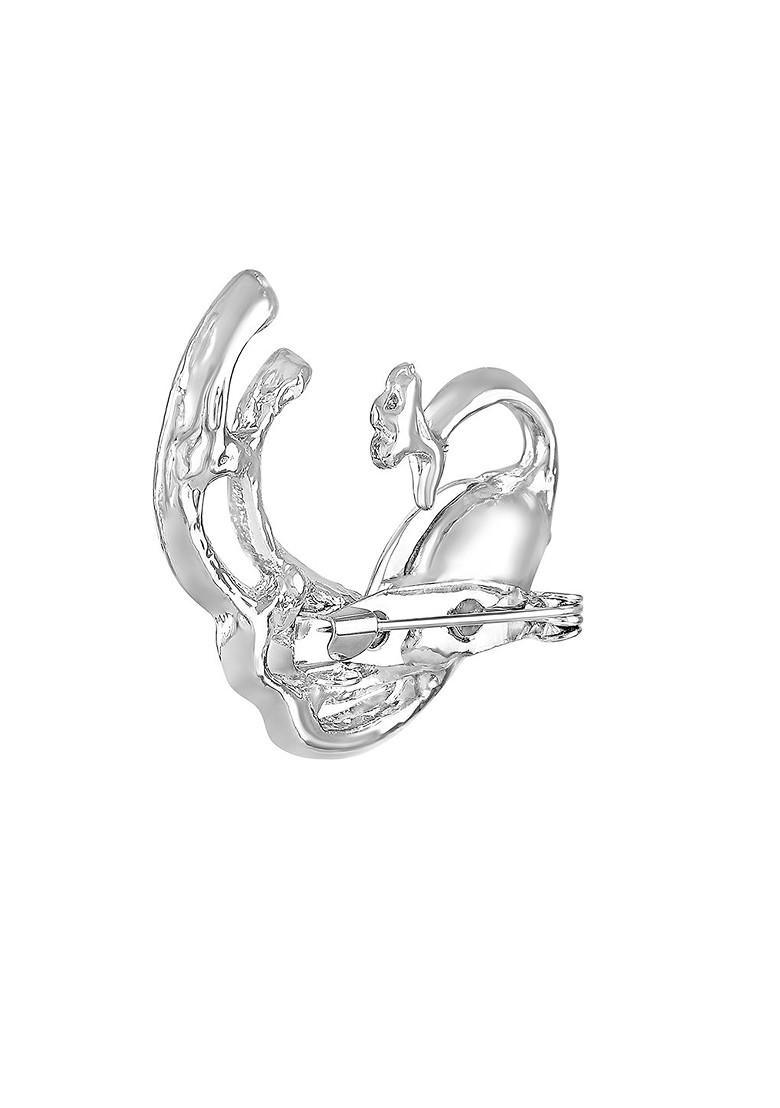 Women Stone Studded Swooning Peacock Shaped Brooch