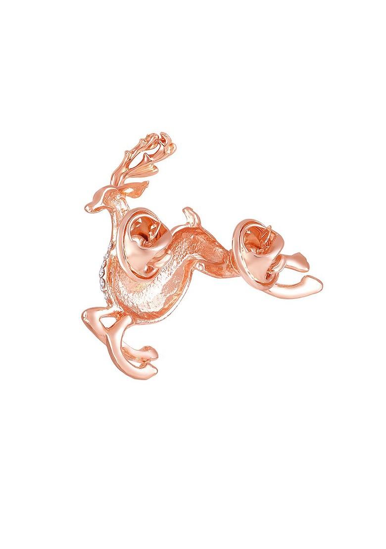 Women Stone Studded Running Deer Shaped Brooch