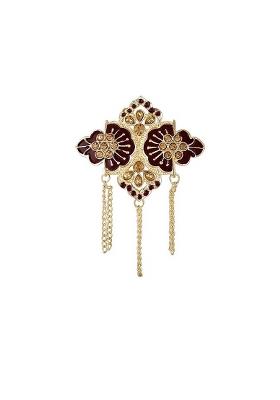 Men Meenakari Work Hanging Stone Studded Chain Brooch