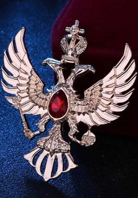 Men Dual Head Eagle Shaped Brooch Pin