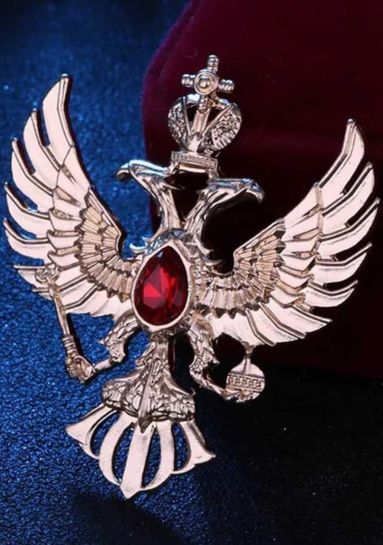 Men Dual Head Eagle Shaped Brooch Pin
