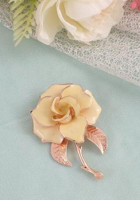 Gold Plated Rose Shape Statement Brooch