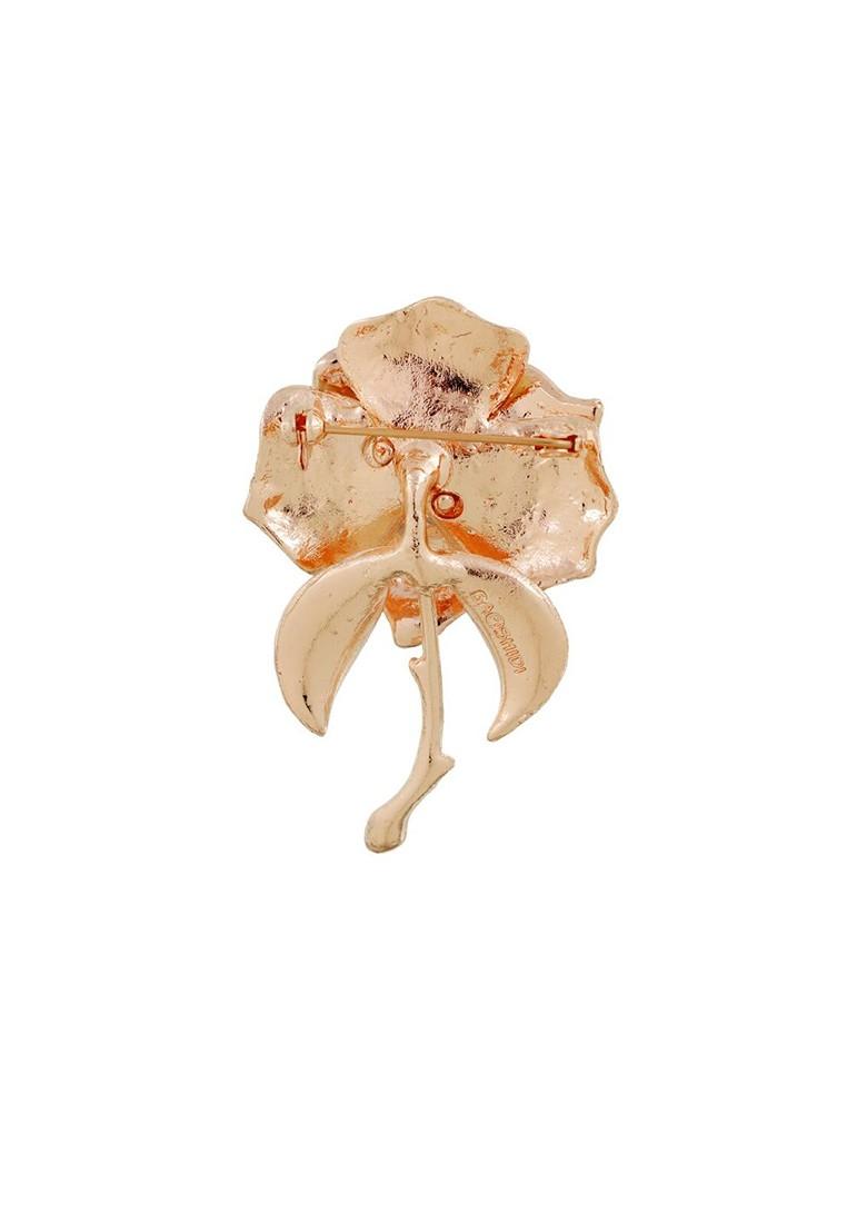 Gold Plated Rose Shape Statement Brooch