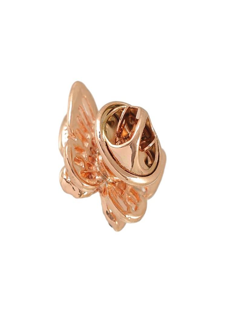 Women Gold Plated Crystal Studded Butterfly Brooch