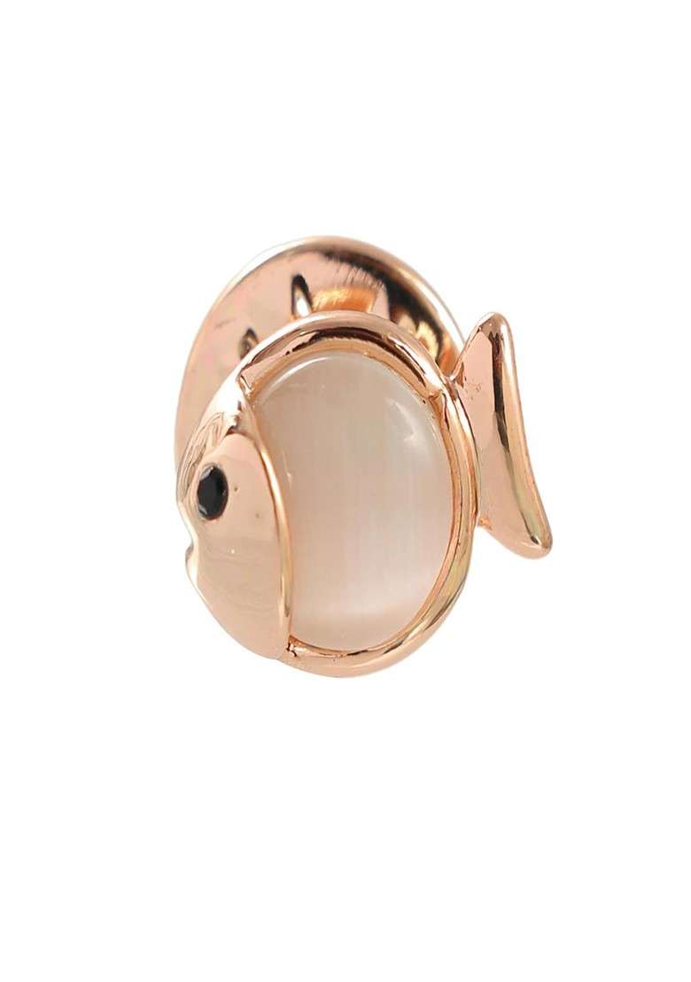 Women Gold Plated Stone Studded Small Fish Brooch - Indya