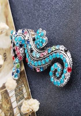 Silver Plated Crystal Studded Seahorse Brooch