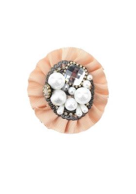 Stone Studded Beaded Floral Charm; Embellished Brooch