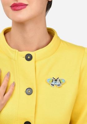 Women Stone Studded Beaded Butterfly Brooch