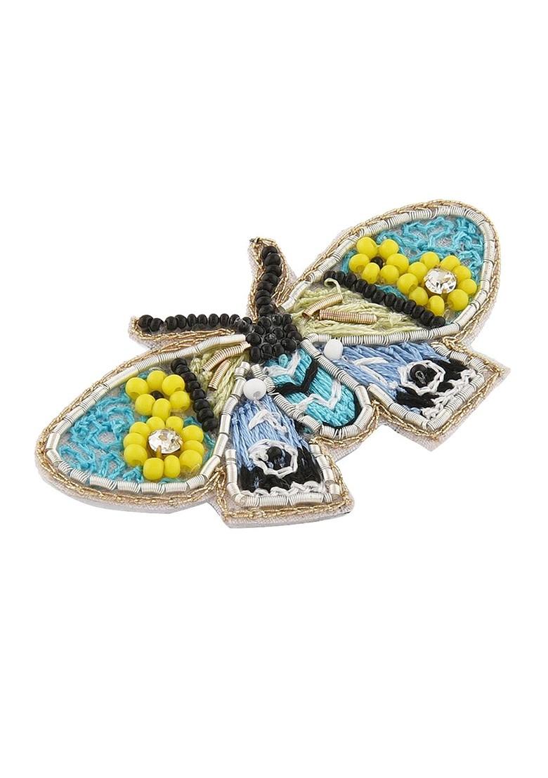 Women Stone Studded Beaded Butterfly Brooch