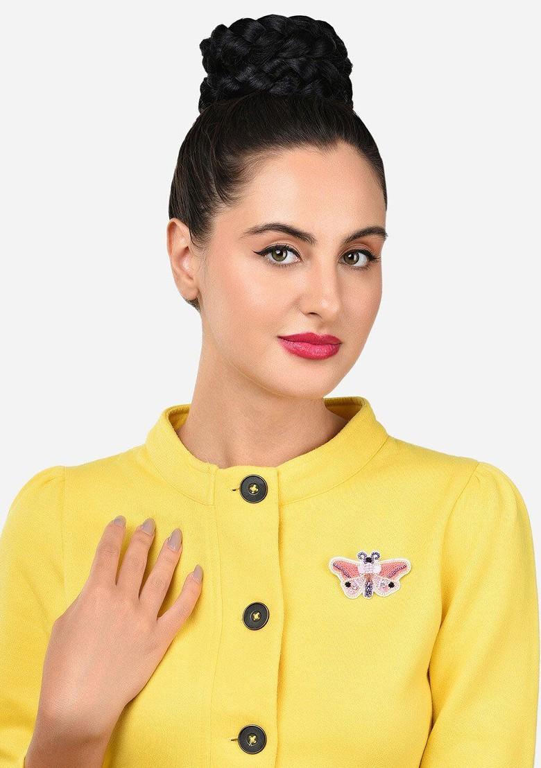 Women Stone Studded Beaded Butterfly Brooch