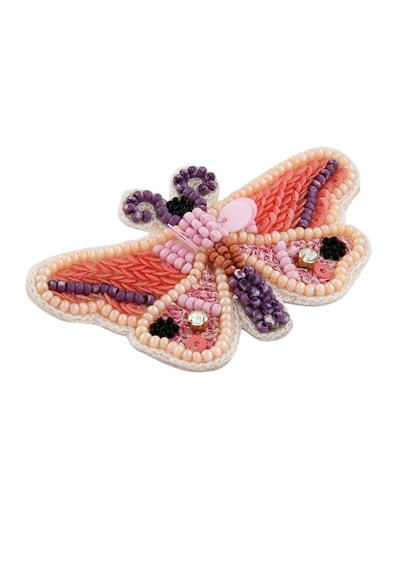 Women Stone Studded Beaded Butterfly Brooch