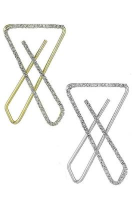 2 Pcs Silver Gold Plated Clip On Stone Safety Saree Pleats Pin Brooch