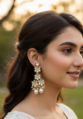 Copper Plated Alloy Golden Artificial Stones Earrings