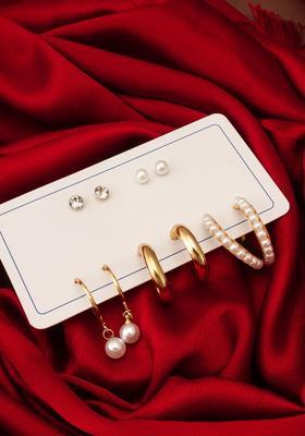 Gold Plated Alloy Golden Pearls Earrings