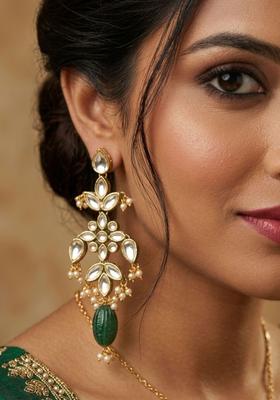 Copper Plated Alloy Golden Artificial Stones Earrings