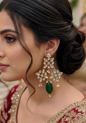 Copper Plated Alloy Golden Artificial Stones Earrings