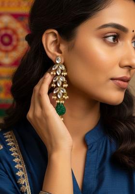 Copper Plated Alloy Golden Artificial Stones Earrings