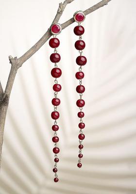 Gold Plated Alloy Red Kundan Earrings