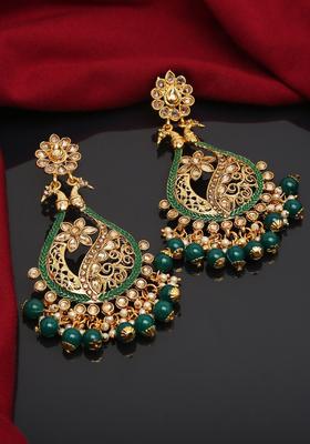 Gold Plated Alloy Golden Artificial Stones Earrings