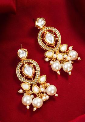 Gold Plated Alloy Golden Pearls Earrings