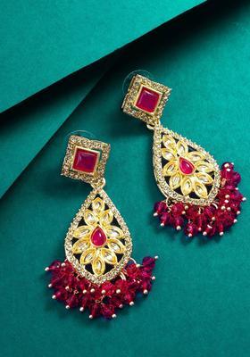 Gold Plated Alloy Golden Pearls Earrings