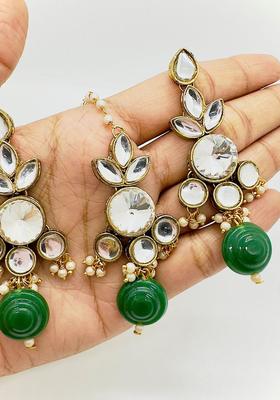 Copper Plated Alloy Green Artificial Stones Earrings