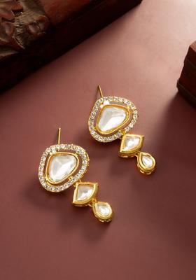 Gold Plated Alloy Golden Pearls Earrings