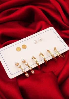 Gold Plated Alloy Golden Pearls Earrings