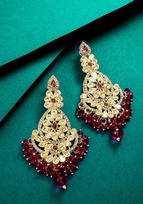 Gold Plated Alloy Golden Pearls Earrings