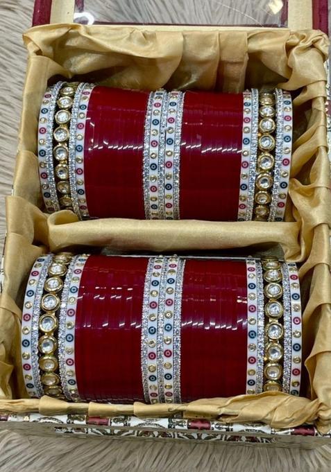Women Set Of 2 Gold Plated Bridal Chooda Bangle
