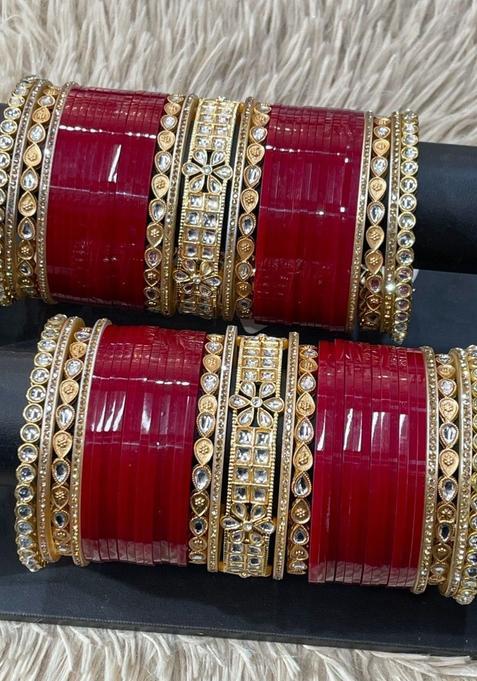 Women Set Of 2 Kundan Studded Bridal Chuda