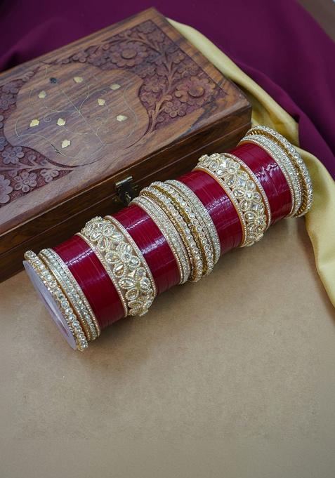 Set of 2 Stones Studded Bridal Chuda Bangles