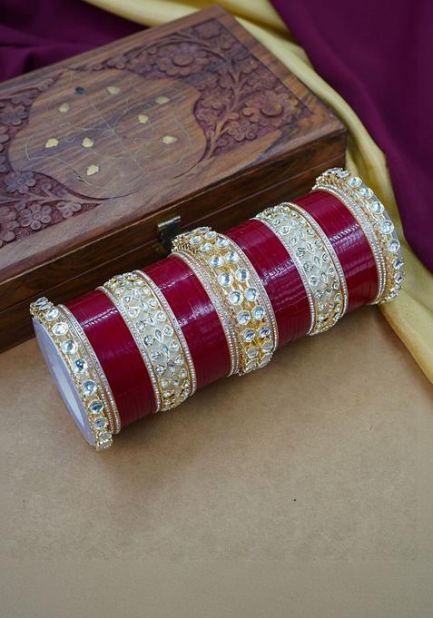 Set of 2 Stones Studded Bridal Chuda Bangles