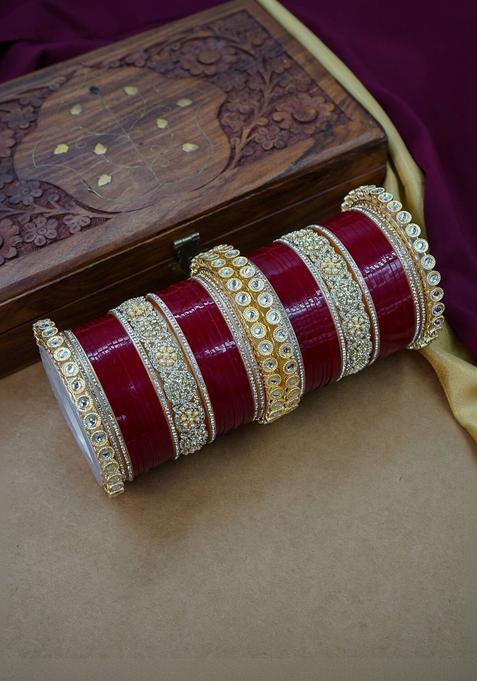 Set of 2 Stones Studded Bridal Chuda Bangles