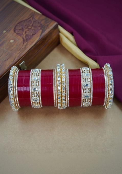 Set of 2 Stones Studded Bridal Chuda Bangles