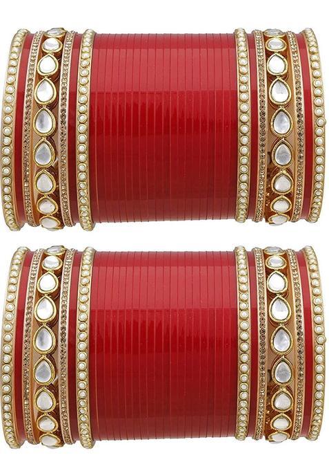 Set of 68 Gold Plated Kundan Studded Bangle