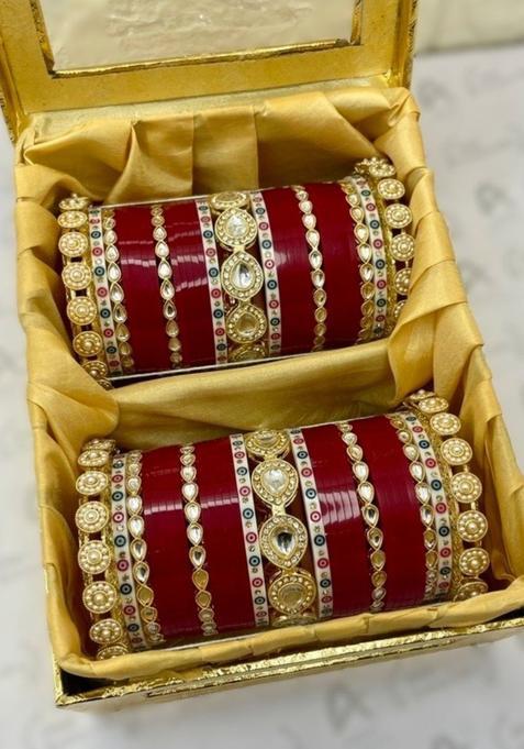 Gold Plated Meenakari Kundan Bangle