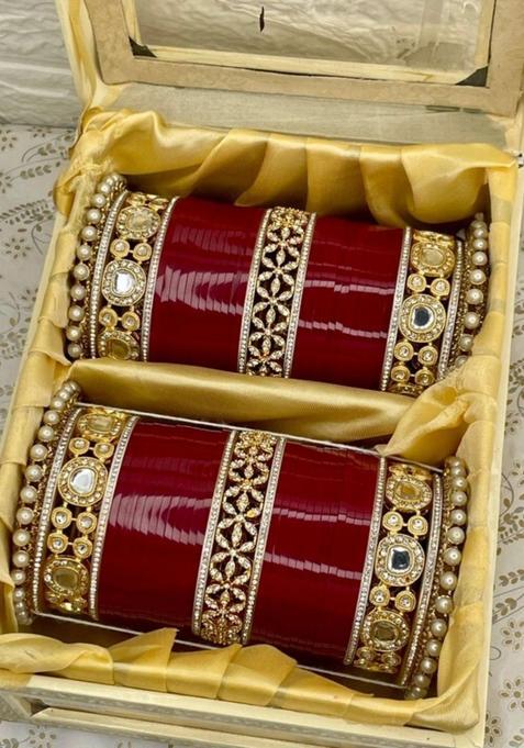 Gold Plated Meenakari Kundan Bangle