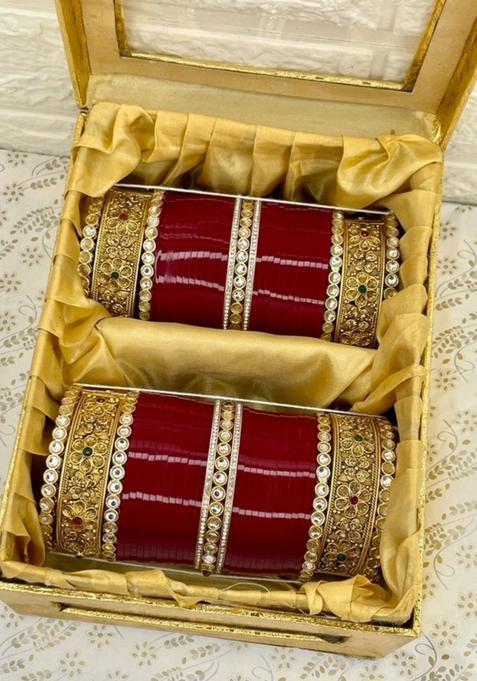 Gold Plated Meenakari Kundan Bangle