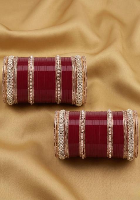 Set of 2 Women Red Bridal Chuda Bangle