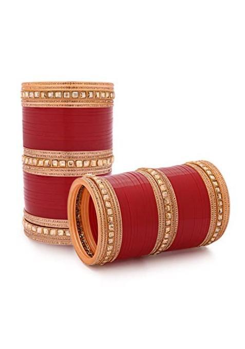 Set Of 86 Gold Plated Kundan Stone Studded Bangle
