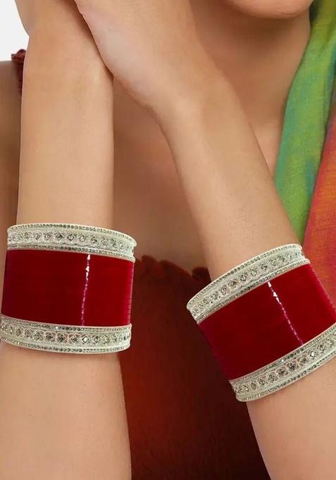 Women Set of 2 Red Bridal Chuda Set