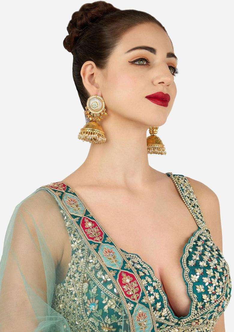 Gold-Plated Jhumkas Earrings for Women | Traditional Ethnic Jewellery for Wedding & Festive Wear | Gift for Her - Indya