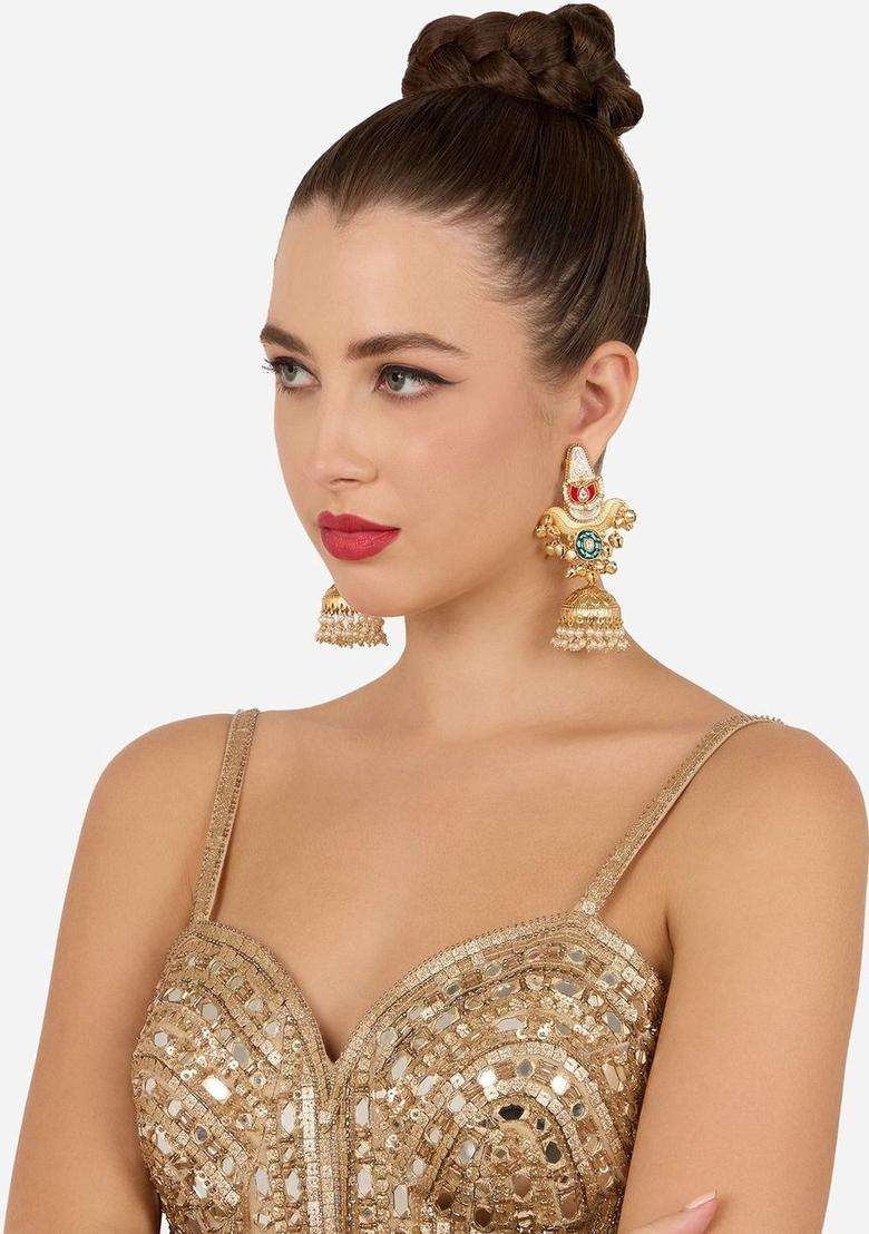 Gold-Plated Jhumkas Earrings for Women | Traditional Ethnic Jewellery for Wedding & Festive Wear | Gift for Her - Indya