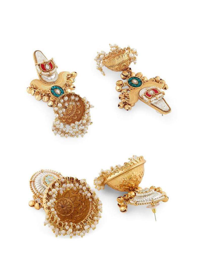 Gold-Plated Jhumkas Earrings for Women | Traditional Ethnic Jewellery for Wedding & Festive Wear | Gift for Her - Indya