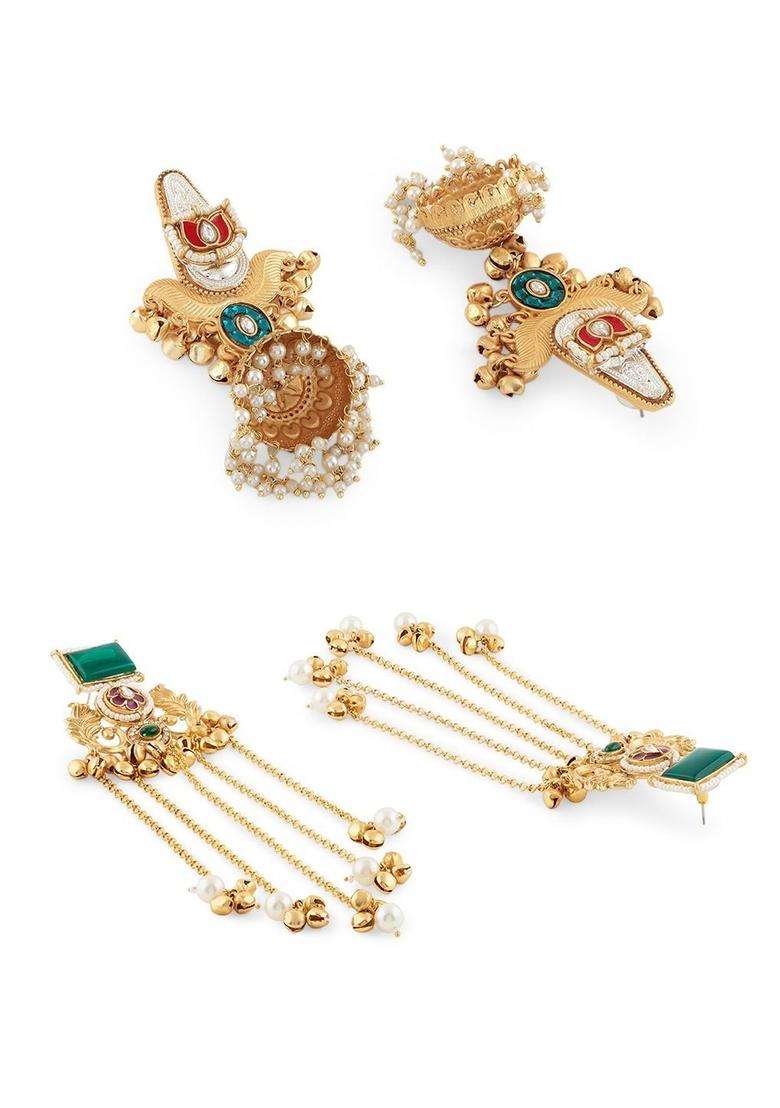 Gold-Plated Jhumkas Earrings for Women | Traditional Ethnic Jewellery for Wedding & Festive Wear | Gift for Her - Indya