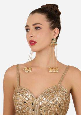 Gold-Plated Geometric Jhumkas Earrings for Women | Traditional Ethnic Jewellery for Wedding & Festive Wear | Gift for Her