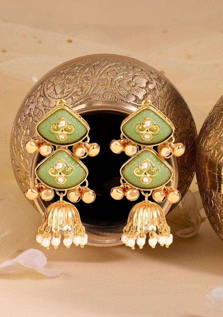 Gold-Plated Jhumkas Earrings for Women | Traditional Ethnic Jewellery for Wedding & Festive Wear | Gift for Her - Indya